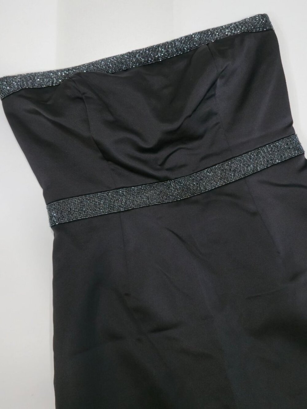 Moda International ✦ Strapless Beaded Trim Cocktail Dress ✦ Black Evening Party - Picture 8 of 12